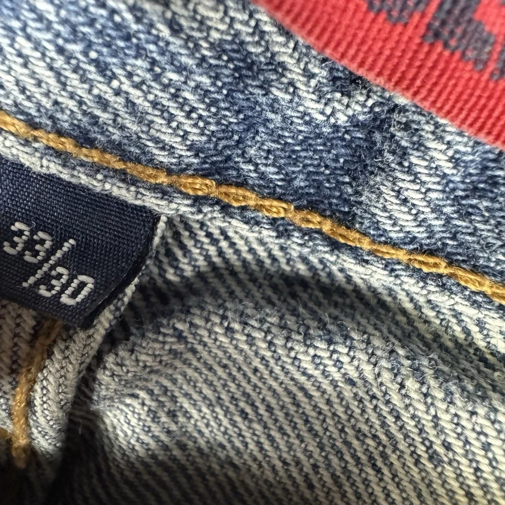 Vintage Tommy Hilfiger Jeans Men 33x30 Blue Flag Patch‎ Embroiderd Logo Y2K